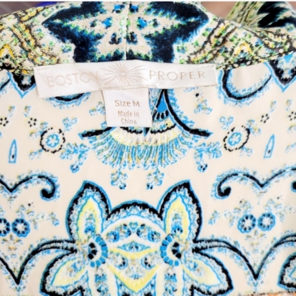 Boston Proper Bohemian Artsy Moasic Fringe Kimono Cardigan Wrap Cape Open Duster - Picture 12 of 12